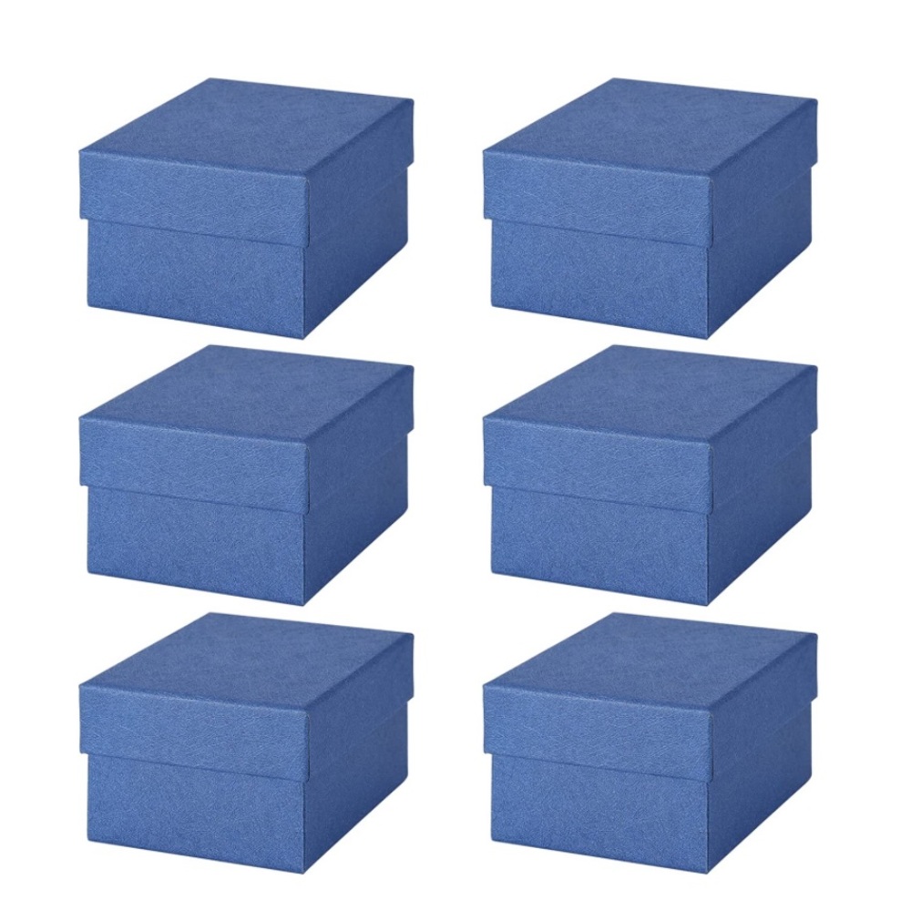 Small Blue Kraft Paper Decorative Gift Boxes, 6 ct